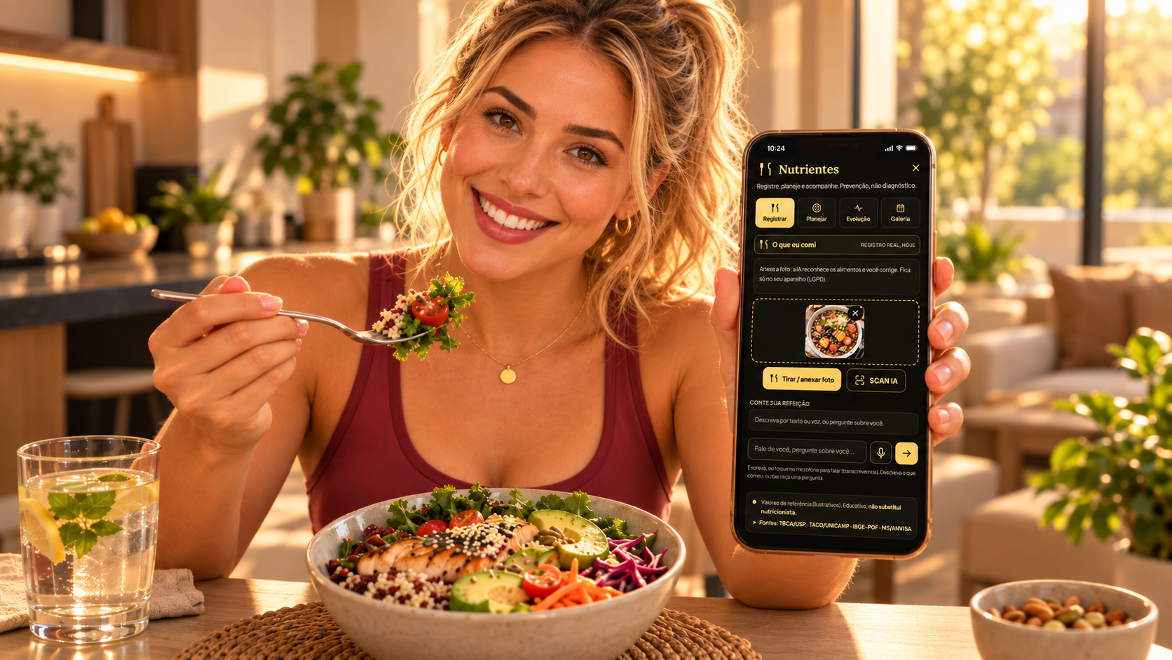 Registro de nutrientes e alimentação no GENOMA