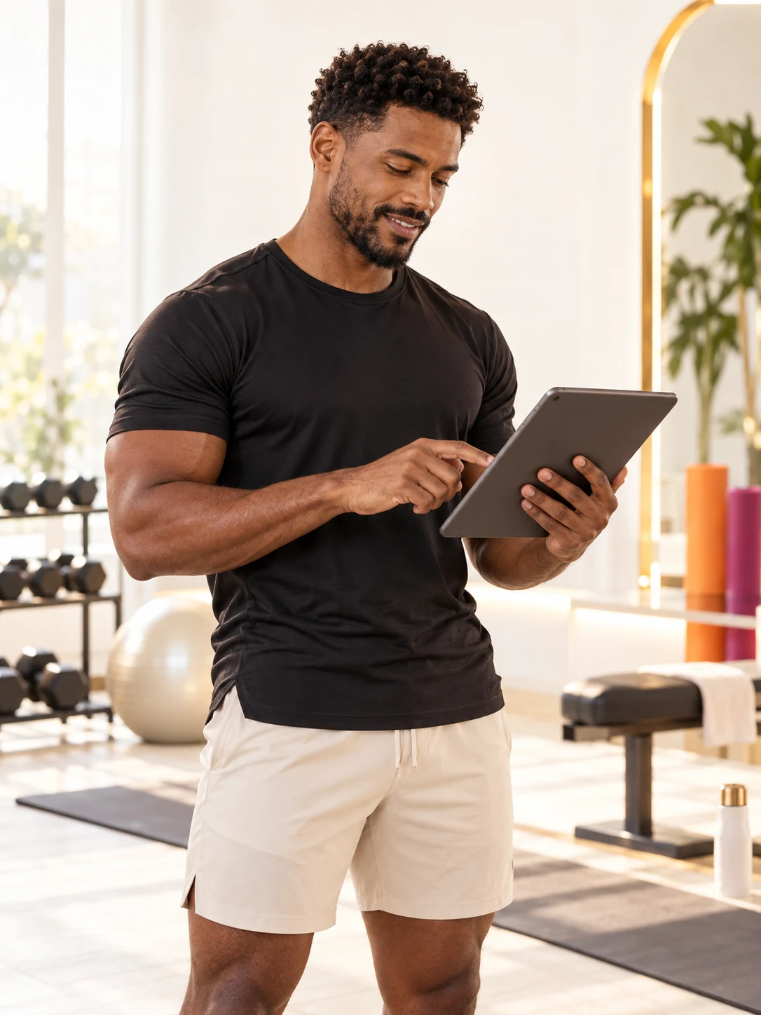 Personal trainer brasileiro em estúdio de movimento